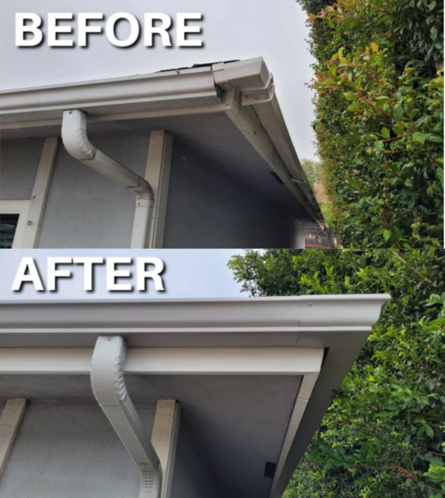 Before and After 6 inch gutter installation