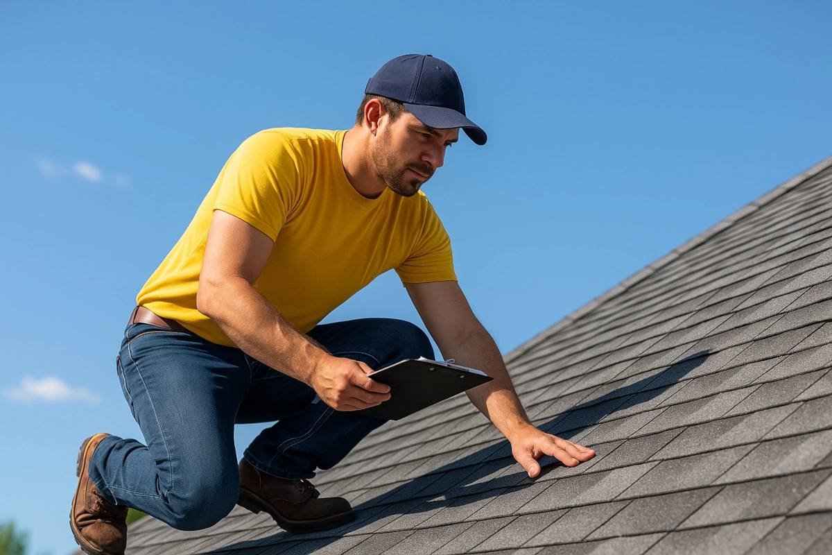 Roof inspection on New Jersey home during late summer