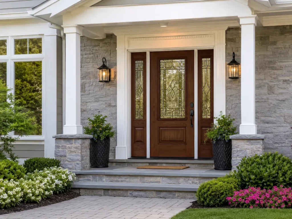 Home exterior with custom ProVia entry door improving curb appeal in Morris County NJ