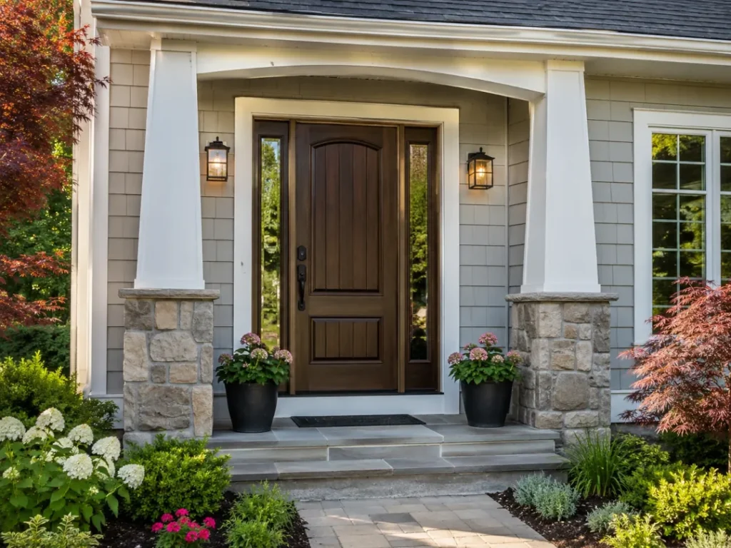 Home exterior with newly installed entry door improving curb appeal in Morris County NJ