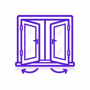 Hinged patio door installation icon for Morris County NJ exterior door services