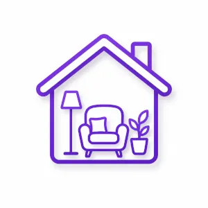 Home comfort icon showing interior living space for Morris County NJ window services