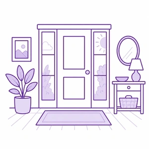 Interior view of entry door providing natural light and improved comfort