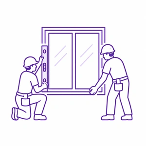 Professional crew installing new construction window with precise measurements in Morris County NJ