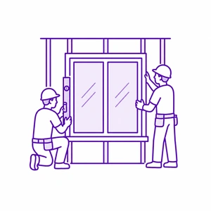 Specialized crew installation icon for new construction windows in Morris County NJ