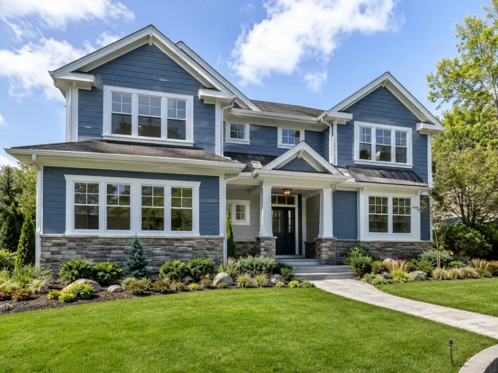 New construction windows installed on home exterior improving curb appeal in Morris County NJ