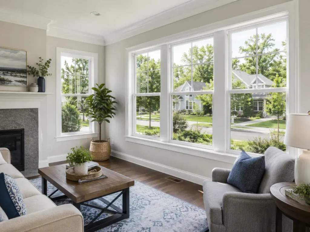 Interior view of new construction windows providing natural light and energy efficiency