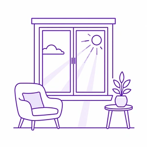 Interior view of new construction windows providing natural light and energy efficiency