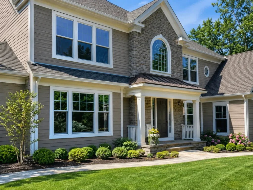 Home exterior with newly installed energy-efficient windows improving curb appeal in Morris County NJ
