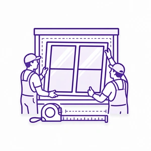 Professional window installation crew replacing a residential window with precise measurements in Morris County NJ