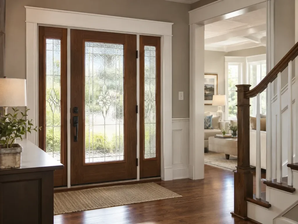 Interior view of ProVia entry door providing natural light and energy efficiency