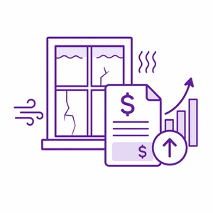 High utility bills icon for inefficient replacement windows by Morris County Roofing