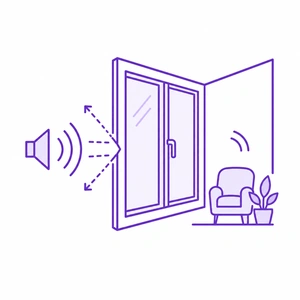 Noise reduction icon for modern replacement windows in Morris County NJ