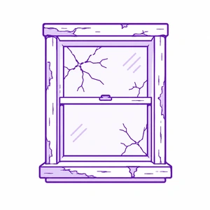 Visible damage and aging icon for replacement windows by Morris County Roofing