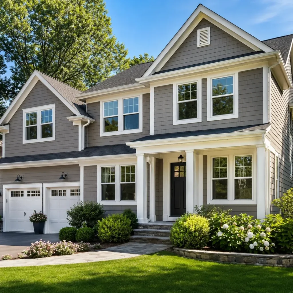 Home exterior with newly installed replacement windows improving curb appeal in Morris County NJ