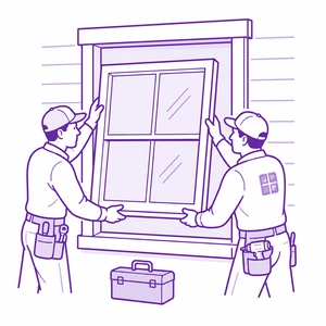 Specialized replacement window installation crew icon for Morris County NJ homeowners